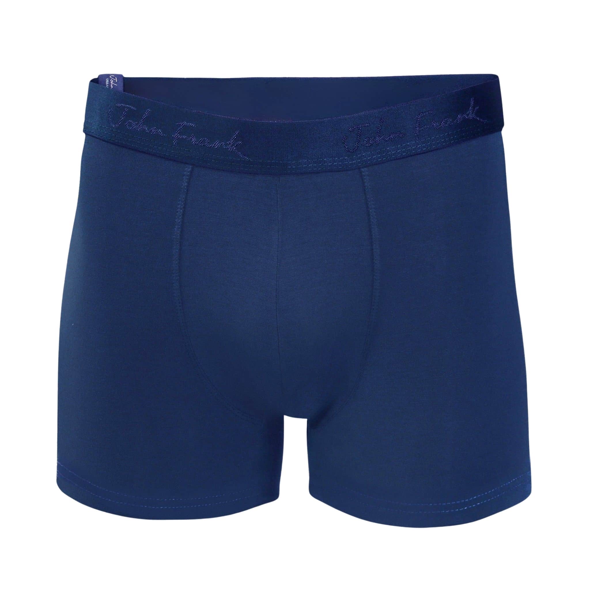 Front view of men’s 95% micromodal boxer brief in royal blue with tonal waistband featuring subtle sheen, and soft stretch