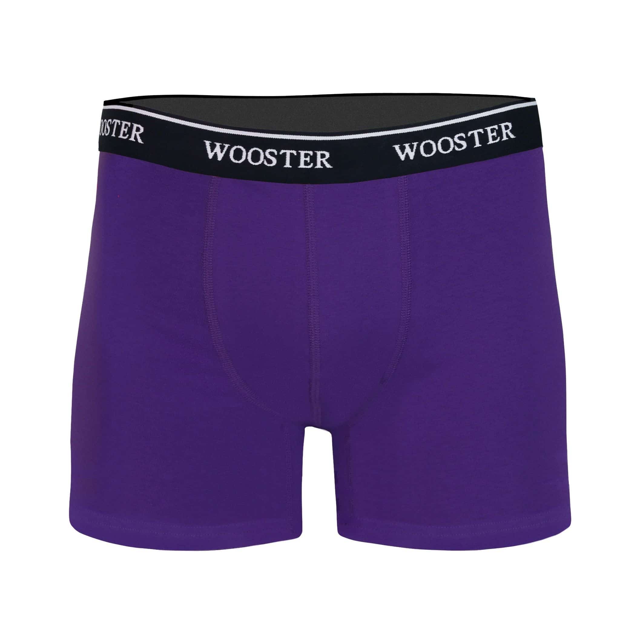 Front view of men’s 95% cotton boxer brief in mulberry with relaxed fit, soft stretch cotton, and no-roll waistband