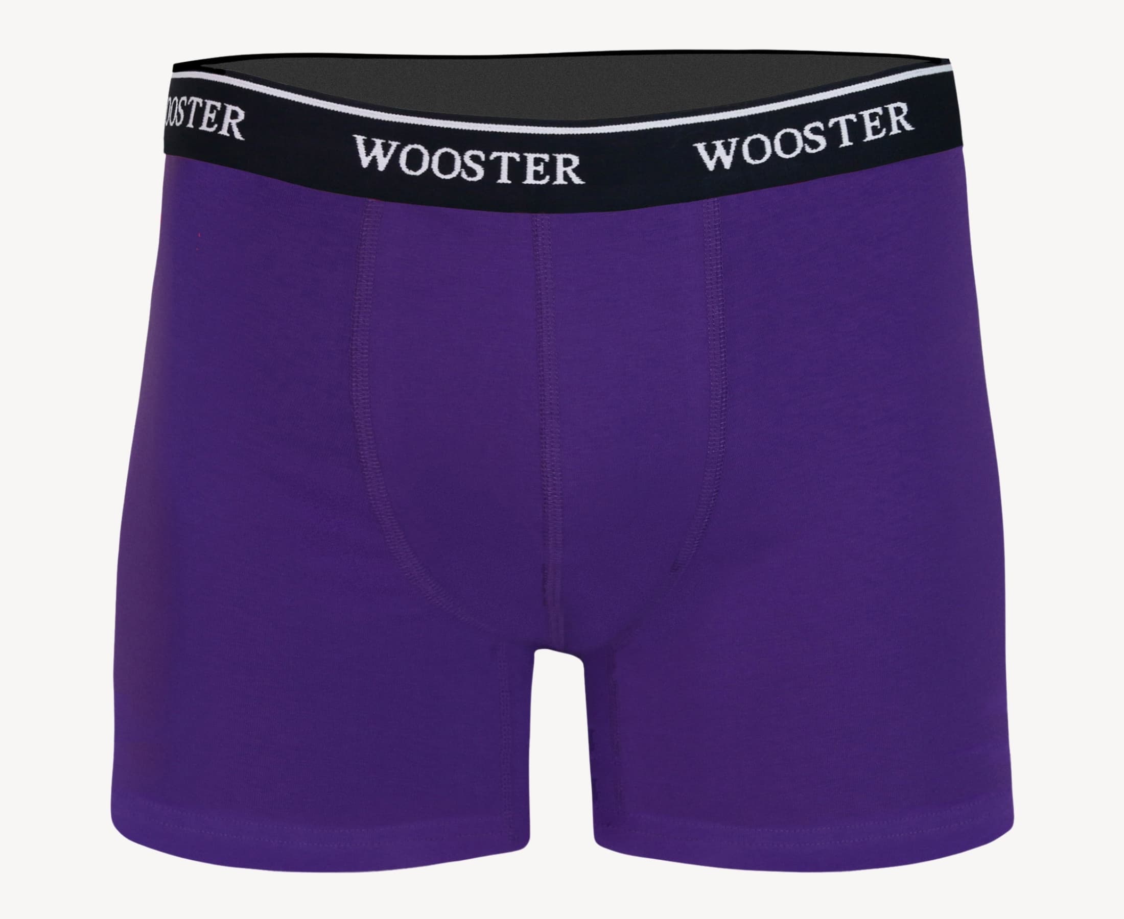 Front view of men’s 95% cotton boxer brief in mulberry with relaxed fit, soft stretch cotton, and no-roll waistband