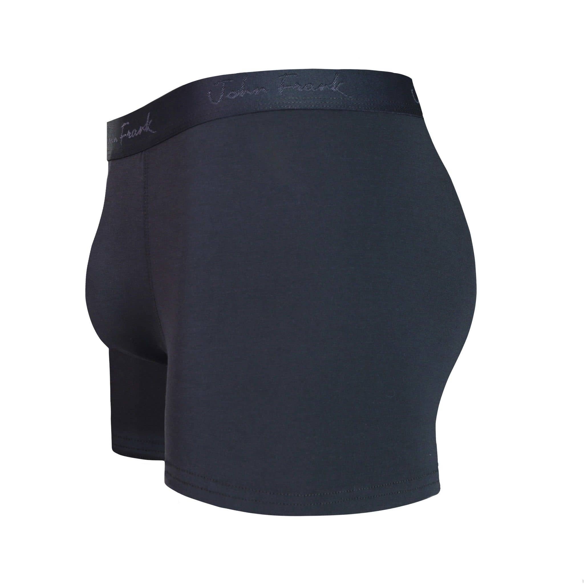 Side view of men’s 95% micromodal boxer brief in anthracite with contoured pouch and tailored leg cut