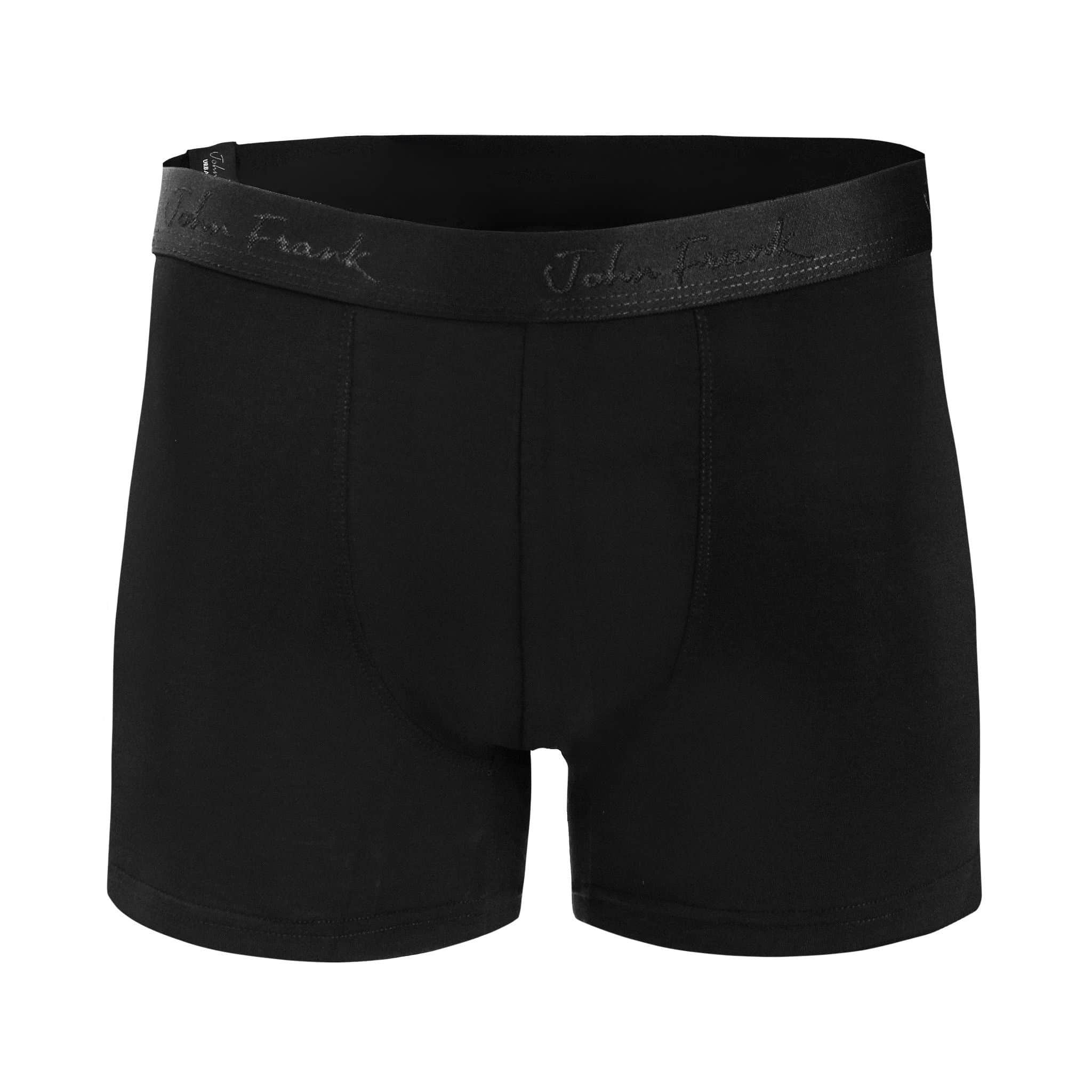 Front view of men’s 95% micromodal boxer brief in pitch black with tonal waistband featuring subtle sheen, and soft stretch