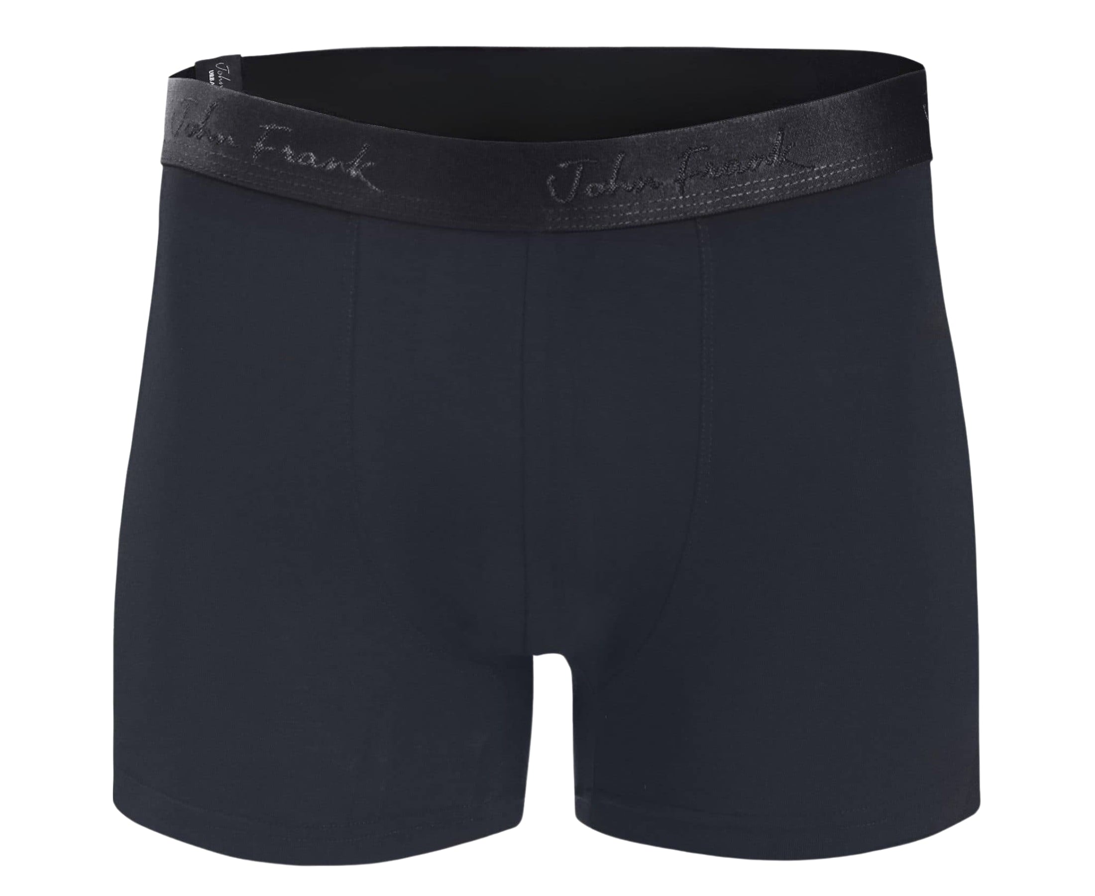 Front view of men’s 95% micromodal boxer brief in pitch black with tonal waistband featuring subtle sheen, and soft stretch