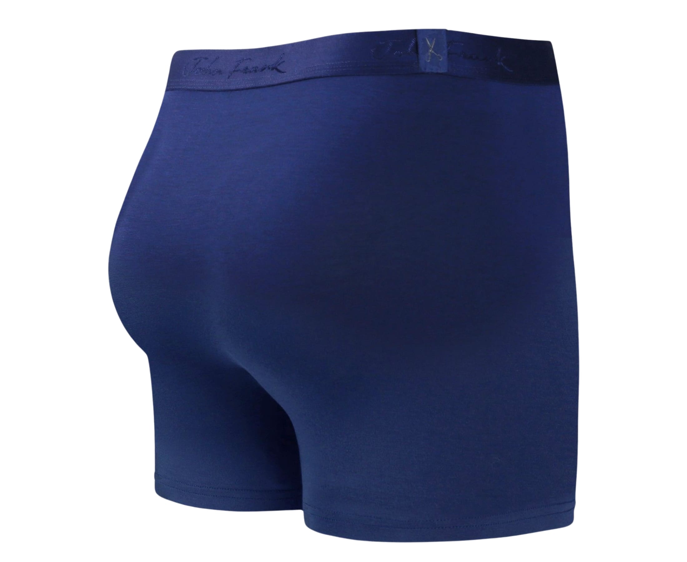 Back view of men’s 95% micromodal boxer brief in royal blue with tonal waistband featuring subtle sheen and clean rear detail