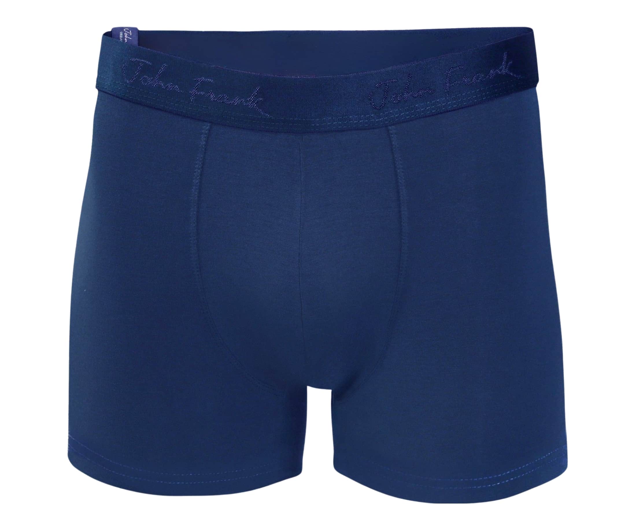 Front view of men’s 95% micromodal boxer brief in royal blue with tonal waistband featuring subtle sheen, and soft stretch