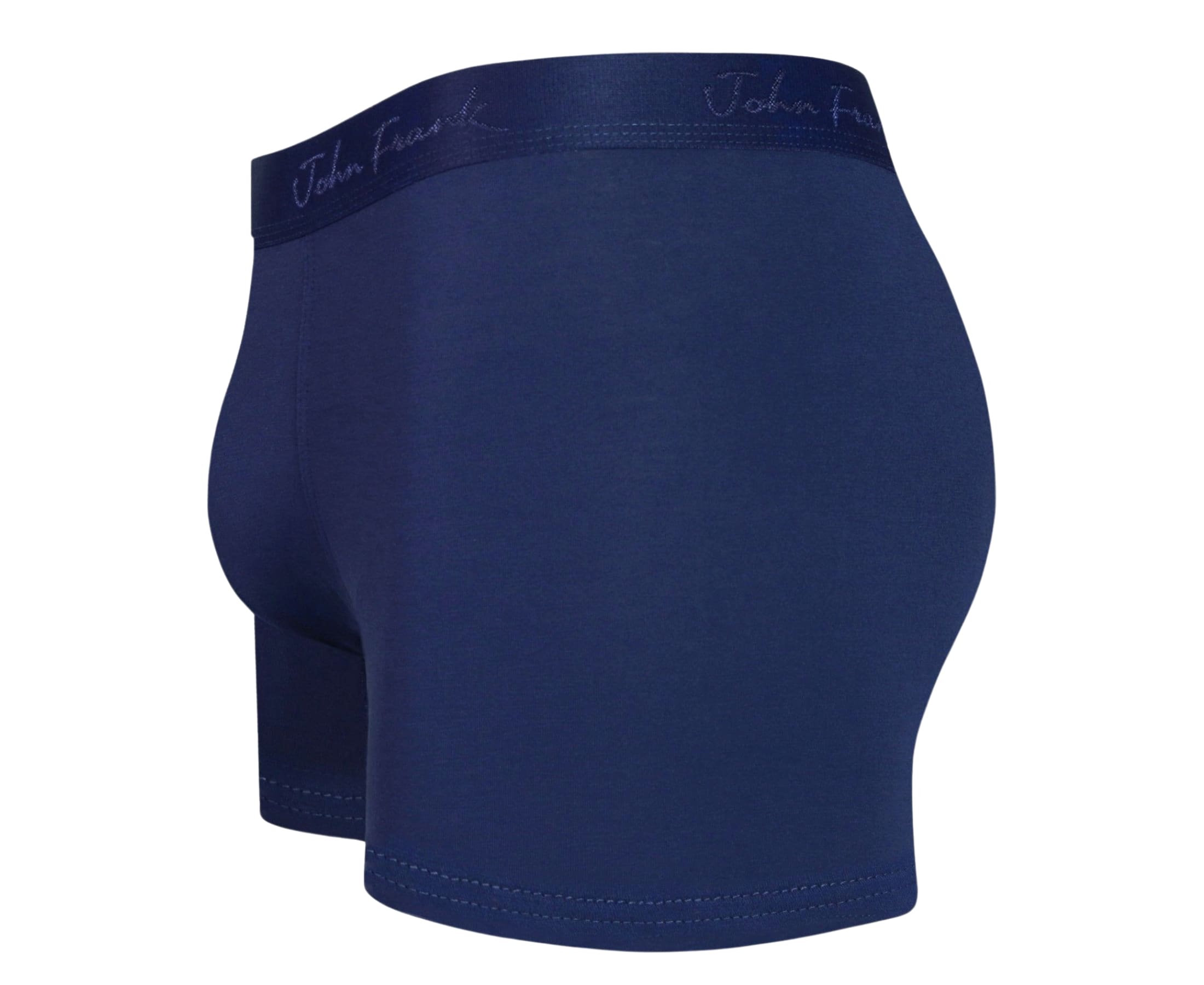 Side view of men’s 95% micromodal boxer brief in royal blue with contoured pouch and tailored leg cut